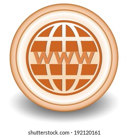 www circular icon on Orange  background 