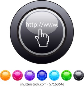 Wir klicken auf glänzende Kreis-Web-Buttons.