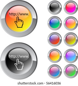 Con el botón hacer clic en botones web redondeados multicolor y brillante.