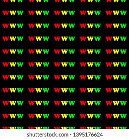 Www colored on black background, seamless pattern, vector