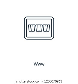 Www concept line icon. Linear Www concept outline symbol design. This simple element illustration can be used for web and mobile UI/UX.