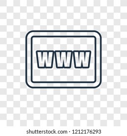 Www concept vector linear icon isolated on transparent background, Www concept transparency concept in outline style