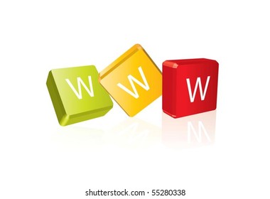 WWW (cube letters in editable vector format)