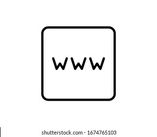 Icono plano WWW. Símbolo de esquema único de alta calidad para diseño web o aplicación móvil.  Con señales de línea delgada para el logotipo de diseño, tarjeta de visita, etc. Pictograma de esquema EPS10