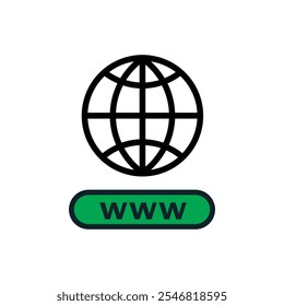 www mit globalem Symbol auf weißem Hintergrund