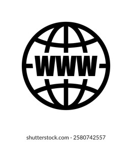 WWW globe icon. Global web shape. Internet domain symbol. Worldwide planet sign.