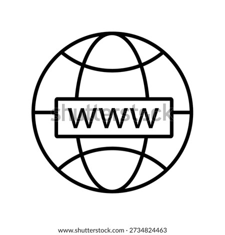 WWW Globe Icon, World Wide Web Icon, Web Globe Outline Icon illustration for web and app..eps