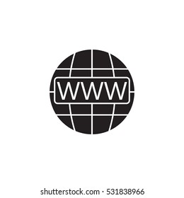 Www & globe internet solid icon, Website browser, vector graphics, a filled pattern on a white background, eps 10.