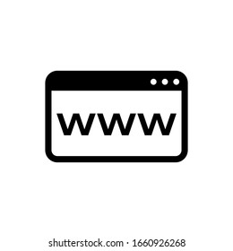 www icon in black isolated on white background.. Internet http address icon in flat style. Network www symbol. Simple line connect abstract sign. Vector illustration for graphic design, logo, Web, UI