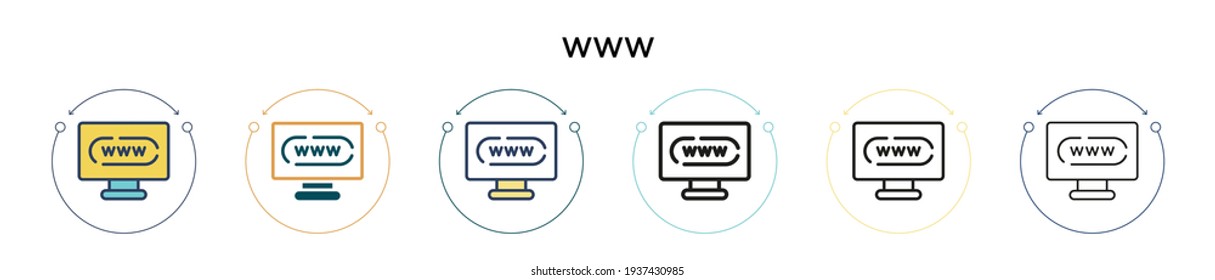 Wir haben ein neues Icon in voller Farbe, dünne Linie, Umriss und Strich. Vektorgrafik von zwei farbigen und schwarzen WWW-Vektorsymbol-Designs kann für mobile, i, web-basierte