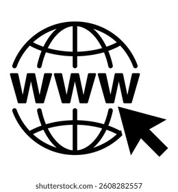 WWW Icon – Global Internet and Web Click Symbol Vector Illustration
