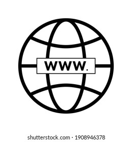 WWW icon. Go to web symbol vector icon. Internet connection icon. Vector illustration. Icon in flat style.