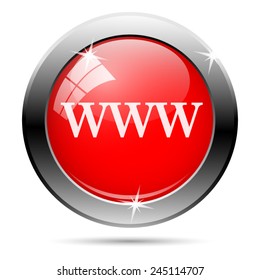 WWW icon. Internet button on white background. 