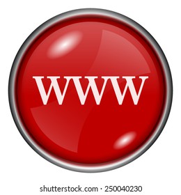 WWW icon. Internet button on white background. 
