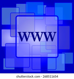 WWW icon. Internet button on abstract background. 