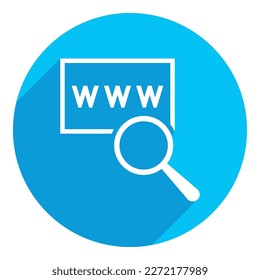 www-Symbol. lange Schattengestaltung. blauer Hintergrund.