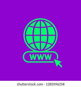 Www icon in modern color. Web site icon. Www icon with hand cursor in flat style - Vector illustration