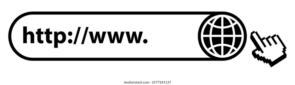 WWW icon or  Search Bar for ui.Search Bar click sign.Vector