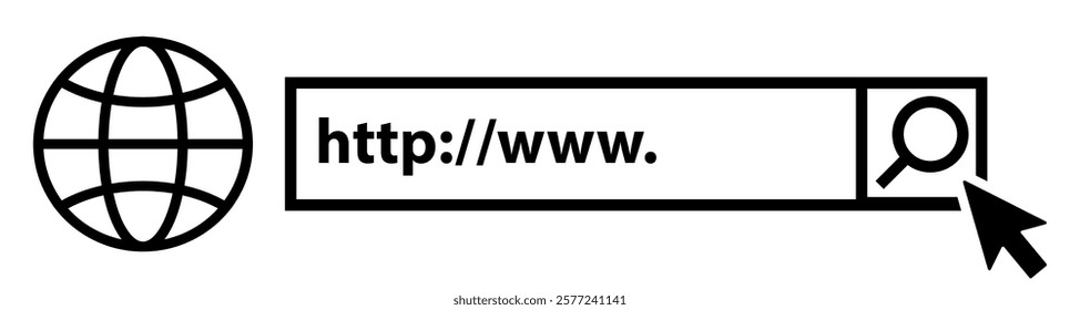 WWW icon or  Search Bar for ui.Search Bar click sign.Vector
