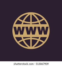 The WWW icon. SEO and browser, development, www symbol. UI. Web. Logo. Sign. Flat design. App. Stock vector