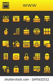 www icon set. 26 filled www icons. Included Server, Website, Responsive, Mouse, Internet, Web, Padlock, Loading, Https icons