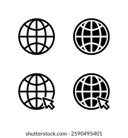 WWW icon set. Global icon. Web icon. Browser, Internet icon.