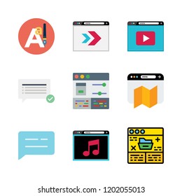 www icon set. vector set about text editor, browser and chat icons set.