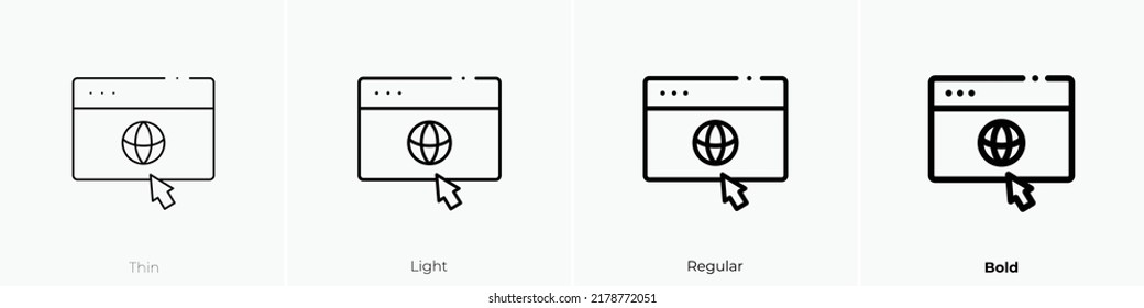 icono de www. Diseño delgado, ligero y audaz aislado en un fondo blanco