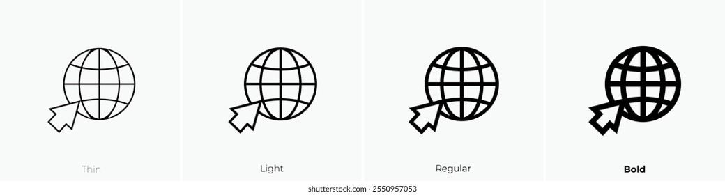 www-Symbol. Dünnes, helles Design im regulären und kühlen Stil, einzeln auf weißem Hintergrund