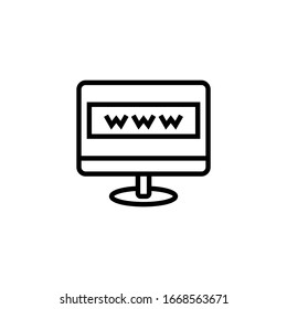 Www icon vector in linear, outline icon isolated on white background