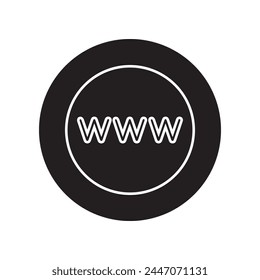 Www icon vector. Website internet logo design. World wide web internet vector icon illustration in circle isolated on white background