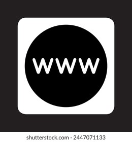 Www icon vector. Website internet logo design. World wide web internet vector icon illustration in square isolated on black background