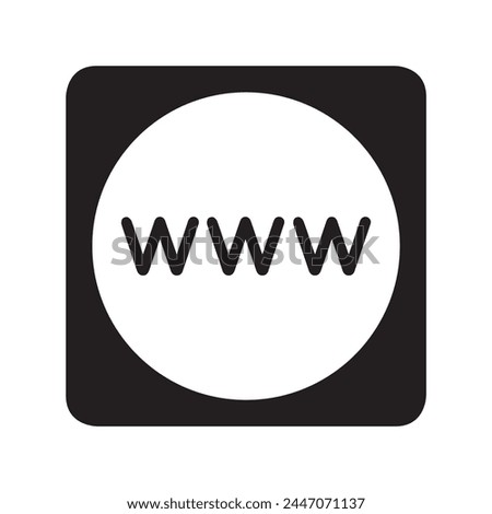 Www icon vector. Website internet logo design. World wide web internet vector icon illustration in square isolated on white background