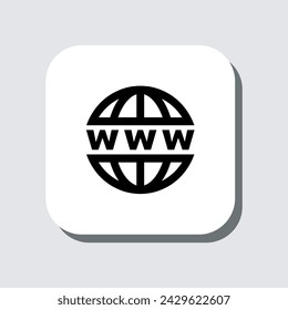 Www icon vector. Website sign symbol in trendy flat style. World wide web internet vector icon illustration in square isolated on gray background