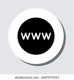 Www icon vector. Website sign symbol in trendy flat style. World wide web internet vector icon illustration in circle isolated on gray background