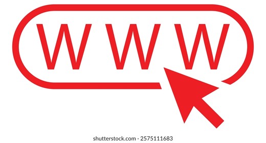 Www icon. Web site icon. Www icon with hand cursor in flat style,  Vector EPS10 .