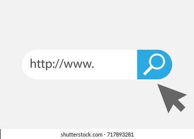 Www icon. Web site icon. Www icon with hand cursor in flat style