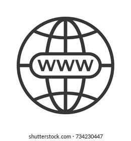 Www icon. Web site icon. Www icon with hand cursor in flat styleInternet http address icon isolated. www globe