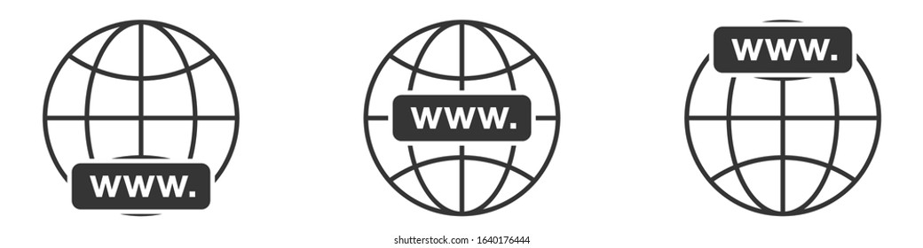 WWW icon. Website icons set. WWW icons in flat linear style. Globe earth icon. Vector illustration.