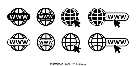 WWW icon. Website icon vector black color. Set web icon