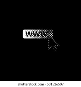 www icon - white vector icon;  halftone illustration