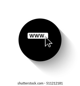 www icon - white vector  icon with shadow
