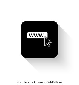 www icon - white vector  icon with shadow