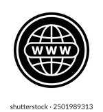 WWW Internet Globe Grid in black circle