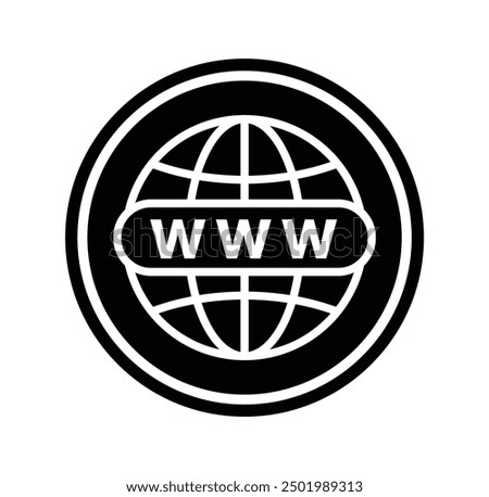 WWW Internet Globe Grid in black circle