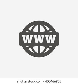 WWW internet icon. World wide web symbol. Globe sign on white background. Vector