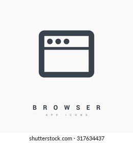 WWW and Internet symbol. The browser isolated minimal single flat icon in black and white colors. Line vector icon for websites and mobile minimalistic flat design.  Modern trend concept design style.