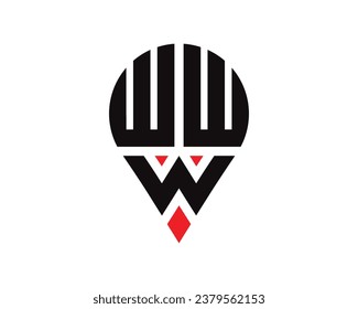 WWW letter location shape logo design. WWW letter location logo simple design.