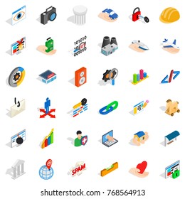 Www link icons set. Isometric style of 36 www link vector icons for web isolated on white background