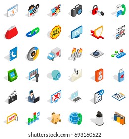 WWW marketing icons set. Isometric style of 36 www marketing vector icons for web isolated on white background